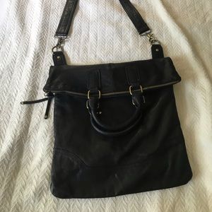 Black Leather Sabina New York Messenger Bag